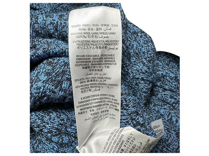 Alexander Mcqueen Strickmidi-Kleid aus blauer Wolle mit Schmuckkragen - Ansicht 8