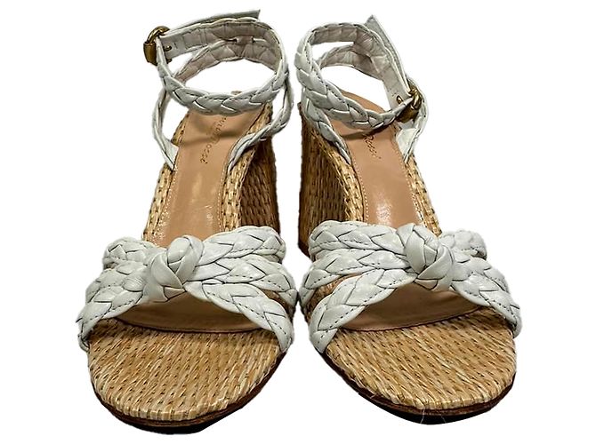 Sandali Gianvito Rossi 85 in rafia intrecciata e pelle bianca Bianco - vista 2