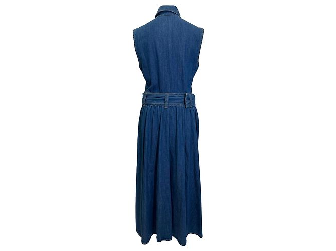 Vestido camisero sin mangas con cinturón en denim azul MSGM - Ansicht 3