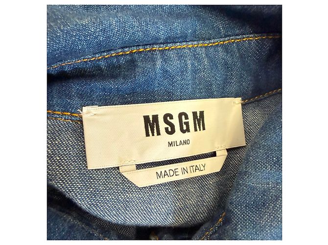Vestido camisero sin mangas con cinturón en denim azul MSGM - Ansicht 5