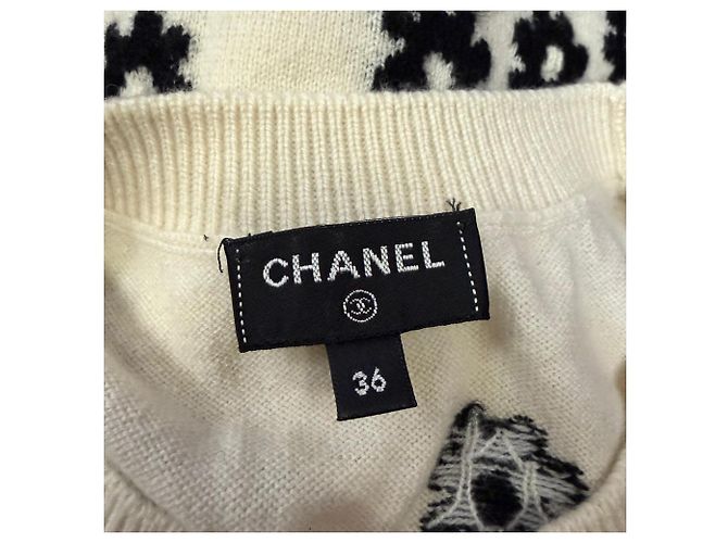 Timeless Chanel Daisy Flora Strickpullover aus Cashmere in Creme Weiß Roh - Ansicht 4