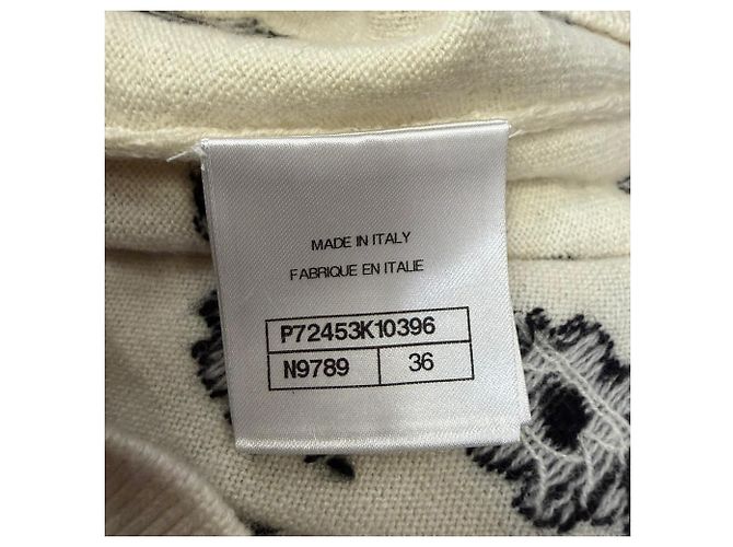 Timeless Chanel Daisy Flora Strickpullover aus Cashmere in Creme Weiß Roh - Ansicht 5