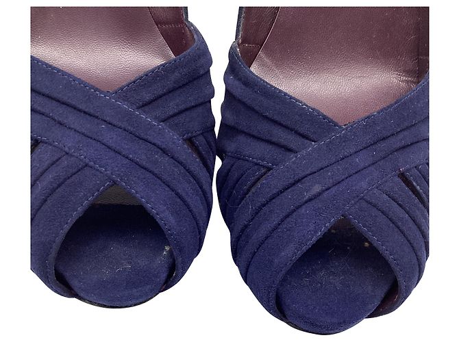 Décolleté con punta aperta Stuart Weitzman in scamosciato blu navy - vista 10