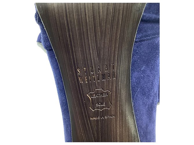 Décolleté con punta aperta Stuart Weitzman in scamosciato blu navy - vista 11