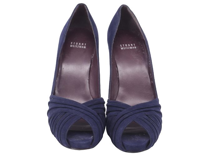 Décolleté con punta aperta Stuart Weitzman in scamosciato blu navy - vista 2
