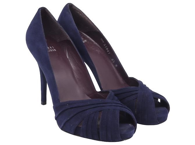 Décolleté con punta aperta Stuart Weitzman in scamosciato blu navy - vista 3