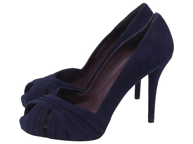Décolleté con punta aperta Stuart Weitzman in scamosciato blu navy - vista 4