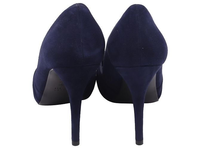 Décolleté con punta aperta Stuart Weitzman in scamosciato blu navy - vista 5