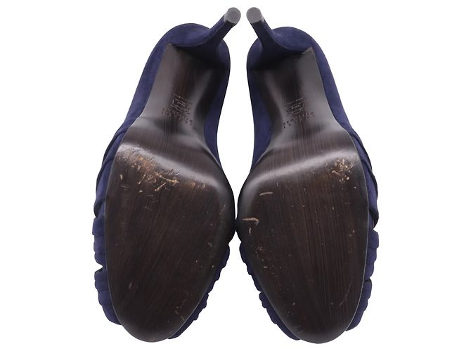 Décolleté con punta aperta Stuart Weitzman in scamosciato blu navy - vista 6