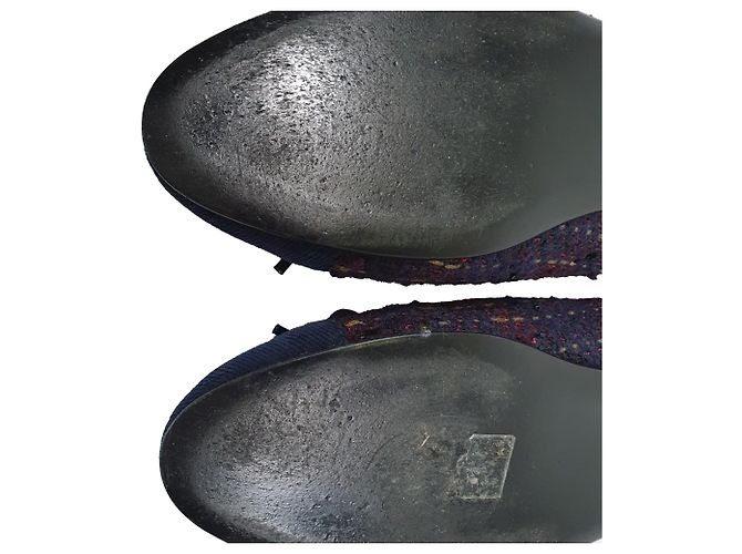 Timeless Ballerine in Tweed Chanel Interlocking CC Logo Blu Navy in Cotone - vista 8