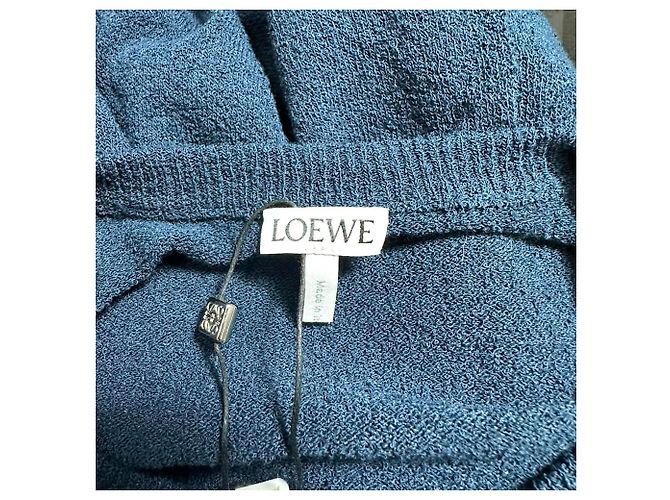 Pull Loewe Anagram en coton bleu marine - vue 4