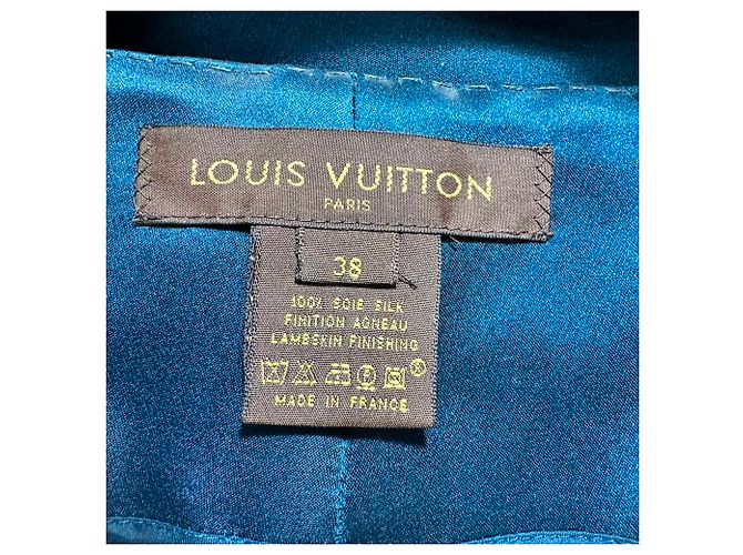 Mini saia envelope Louis Vuitton com cinto em seda turquesa - vista 5