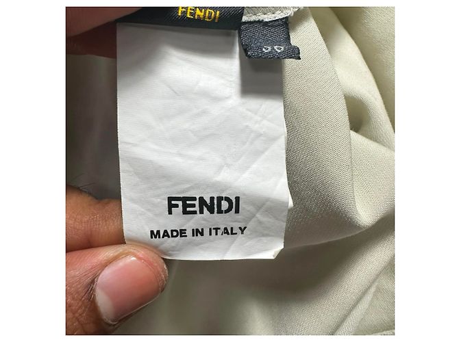Fendi Poncho Mini Kleid aus cremefarbener Viskose Weiß Roh - Ansicht 10