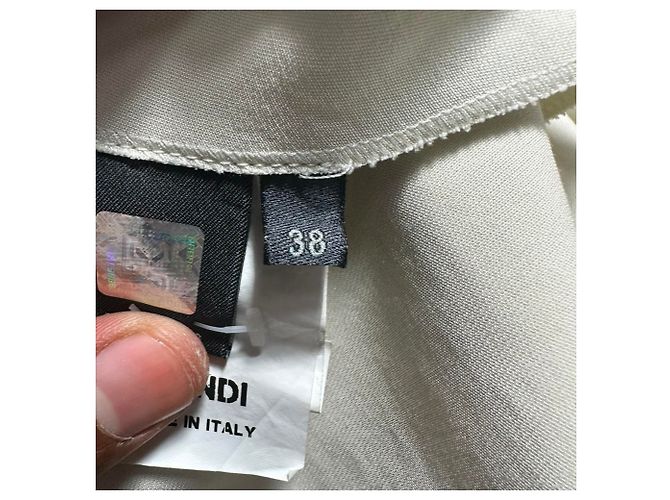 Fendi Poncho Mini Kleid aus cremefarbener Viskose Weiß Roh - Ansicht 5