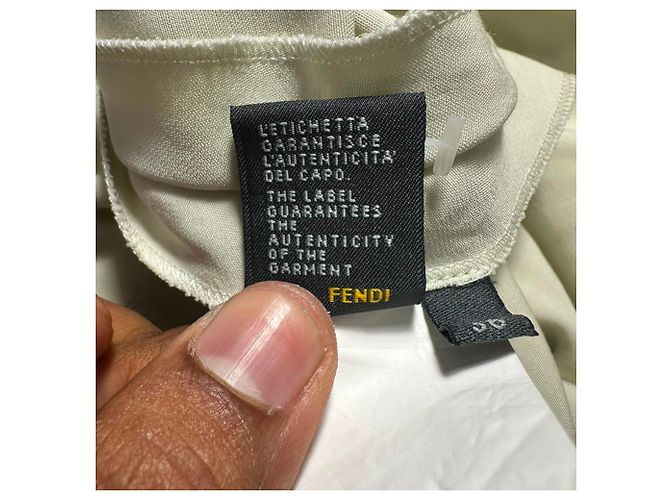 Fendi Poncho Mini Kleid aus cremefarbener Viskose Weiß Roh - Ansicht 8