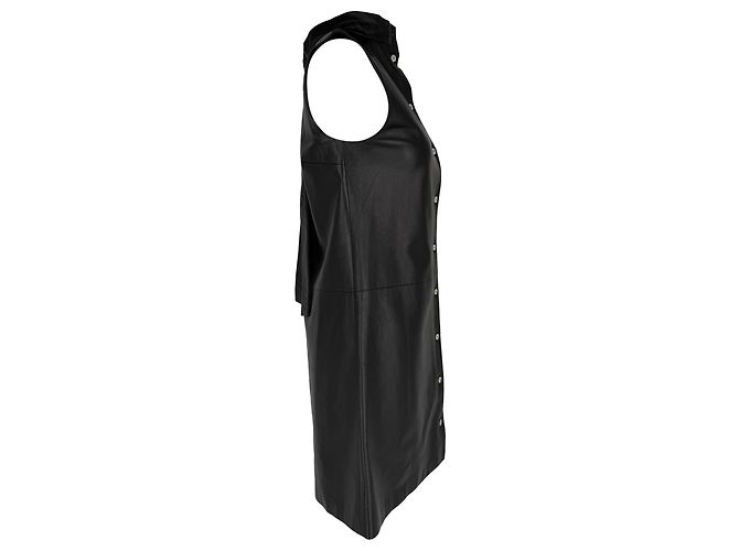 Mini vestido de botões Prada em couro preto - vista 2