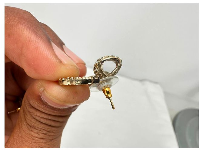 Timeless Orecchini Chanel Crystal CC Bow Drop in metallo dorato Stampa python - vista 6