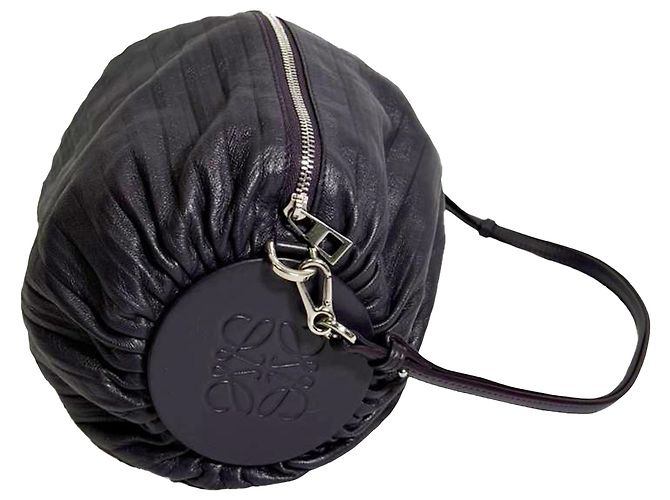 Pochette Bracelet Plissé Loewe in Pelle Viola Porpora - vista 2