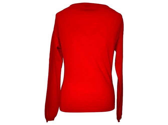 Valentino Garavani Suéter Valentino com detalhe de laço em lã vermelha Vermelho - vista 3