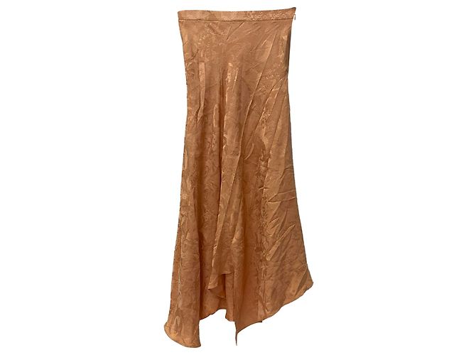 Falda midi asimétrica de jacquard en seda naranja Etro - vista 2