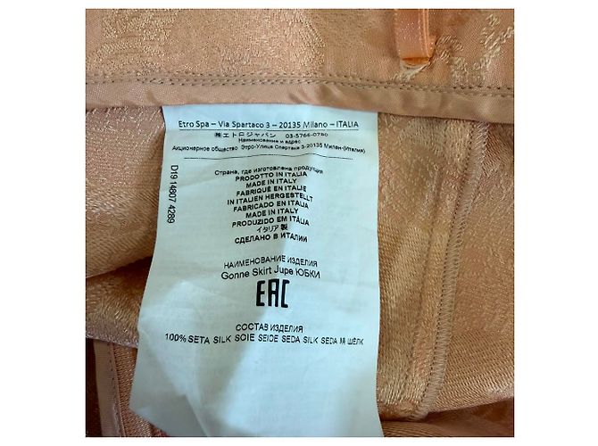 Falda midi asimétrica de jacquard en seda naranja Etro - vista 4