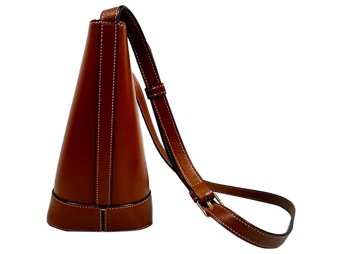 Céline Borsa a secchiello Celine Small Cuir Triomphe in pelle marrone - vista 3