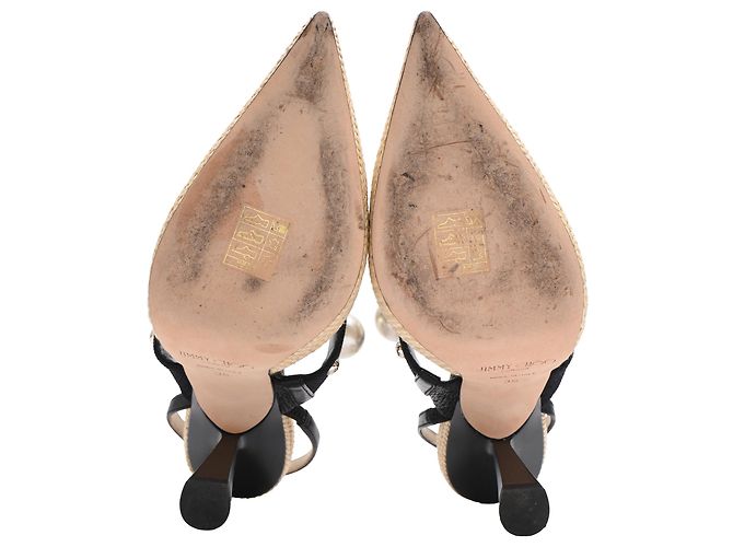 Décolleté Jimmy Choo Breslin 100 in Raffia Beige - vista 6
