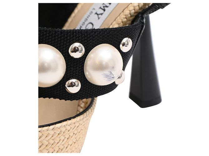 Décolleté Jimmy Choo Breslin 100 in Raffia Beige - vista 8