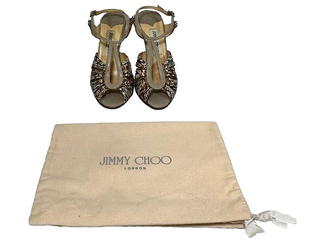 Jimmy Choo Python Embossed Strappy Sandals in Animal Print Leather Python print - view 11