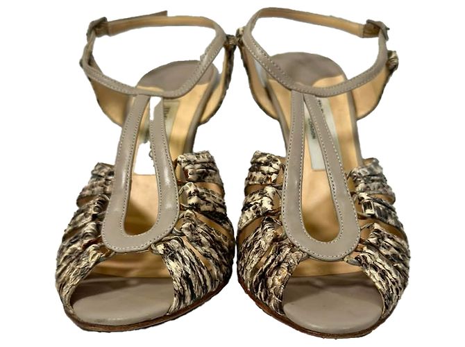 Jimmy Choo Python Embossed Strappy Sandals in Animal Print Leather Python print - view 2