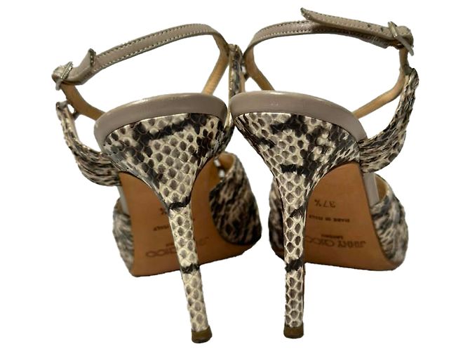 Jimmy Choo Python Embossed Strappy Sandals in Animal Print Leather Python print - view 4