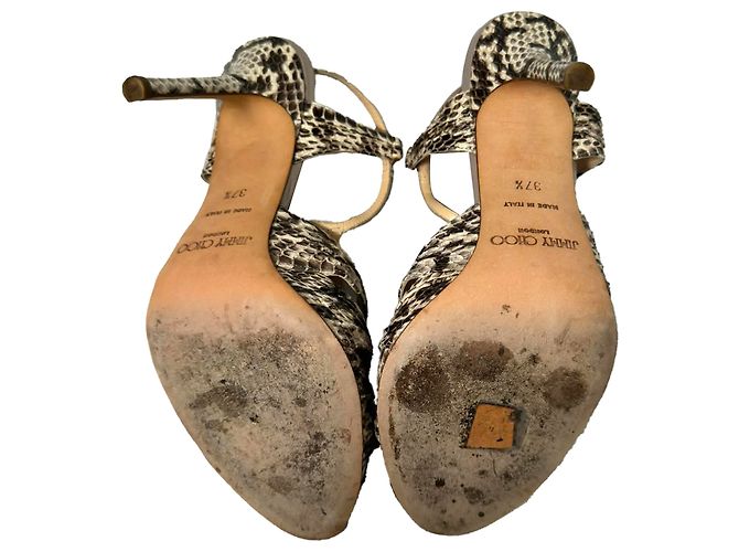 Jimmy Choo Python Embossed Strappy Sandals in Animal Print Leather Python print - view 8