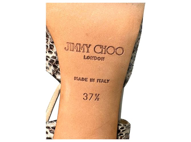 Jimmy Choo Python Embossed Strappy Sandals in Animal Print Leather Python print - view 9