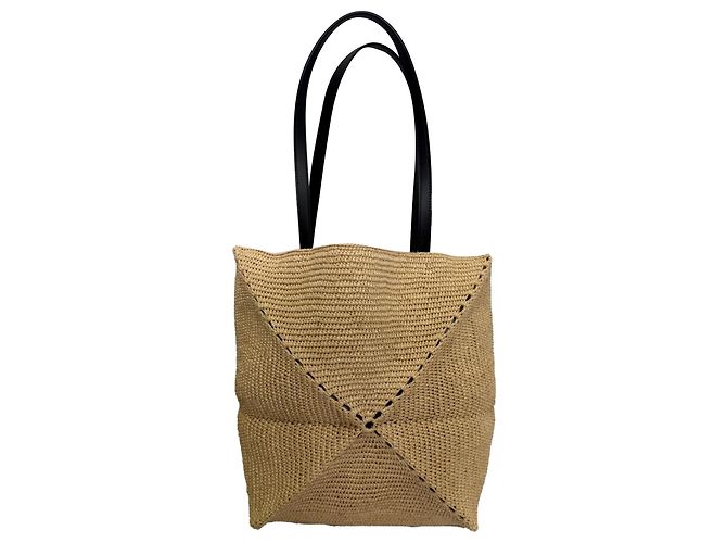 Sac cabas pliable Loewe X Paula's Ibiza Medium Puzzle en raphia beige - vue 8