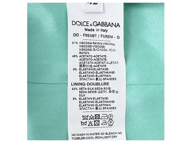 Abito midi con scollo a V Dolce & Gabbana in viscosa turchese - vista 5
