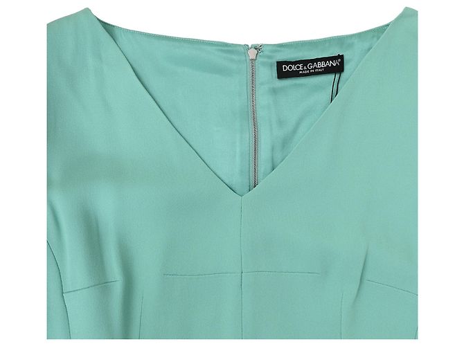 Abito midi con scollo a V Dolce & Gabbana in viscosa turchese - vista 7