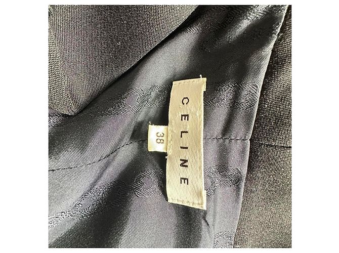 Céline Celine Midi-Kleid mit Rüschenhalsausschnitt aus schwarzer Wolle - Ansicht 4