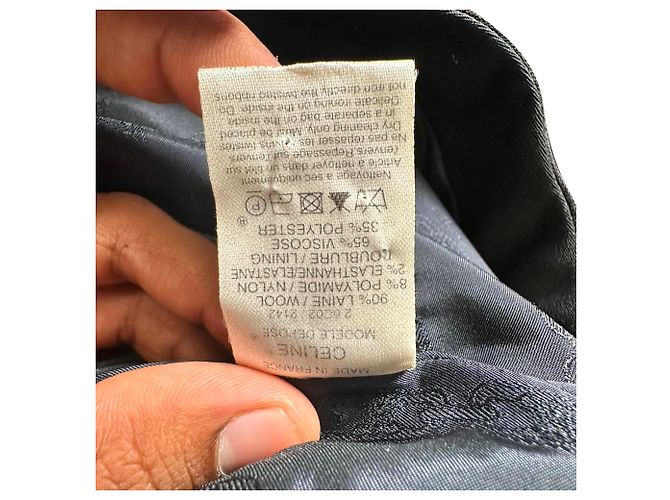 Céline Celine Midi-Kleid mit Rüschenhalsausschnitt aus schwarzer Wolle - Ansicht 5