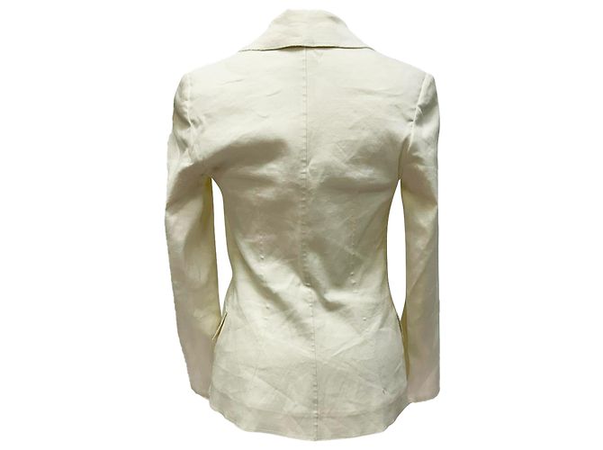 Blazer Lanvin de botonadura sencilla en lino blanco Crudo - vista 3