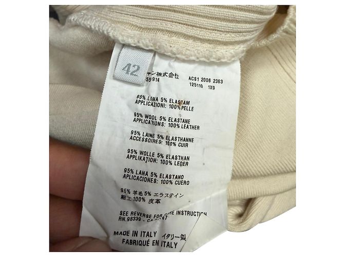 Suéter con cremallera Prada con parches en los codos de lana beige - vista 6