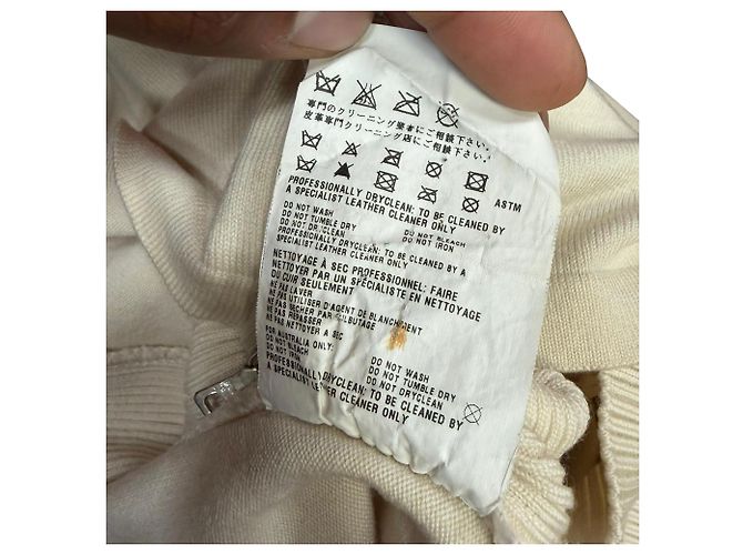 Suéter con cremallera Prada con parches en los codos de lana beige - vista 7