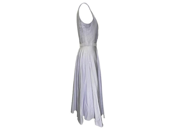 Autre Marque Abito midi con scollo a V Alexander Mcqueen in cotone viola Porpora - vista 2
