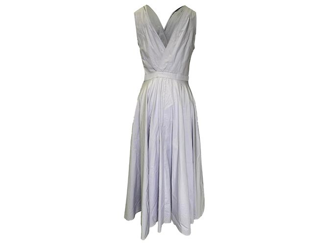 Autre Marque Abito midi con scollo a V Alexander Mcqueen in cotone viola Porpora - vista 3