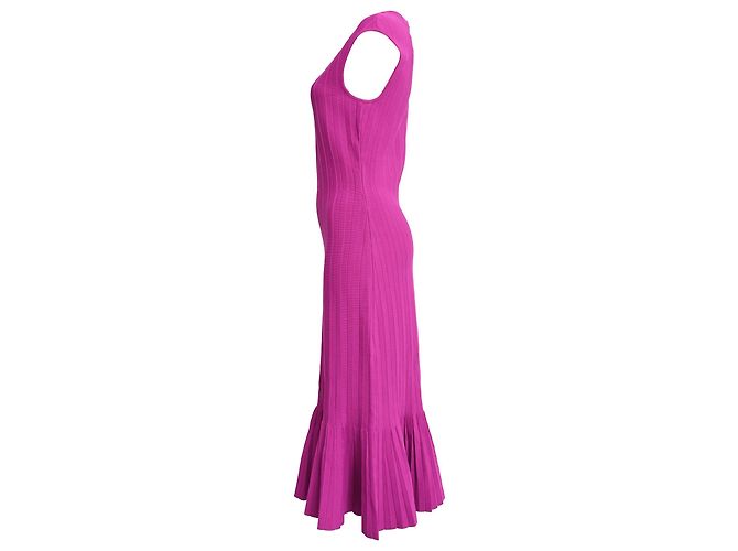 Herve Leger Vestido Bridget de malha canelada plissada em rayon roxo por Hervé Léger - vista 2