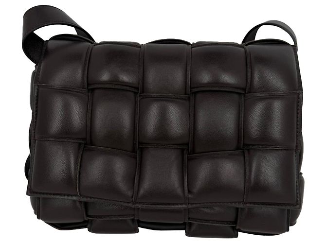 Bolsa transversal acolchoada Cassette da Bottega Veneta em couro de cordeiro marrom Vermelho - vista 3