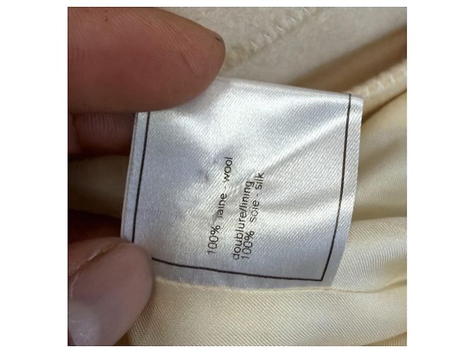 Abrigo largo de botonadura sencilla Chanel en lana crema Blanco Crudo - vista 5