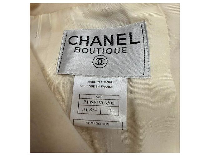 Abrigo largo de botonadura sencilla Chanel en lana crema Blanco Crudo - vista 6