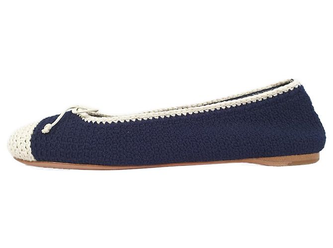 Bailarinas Miu Miu de punta cap de crochet, algodón azul marino - vista 3