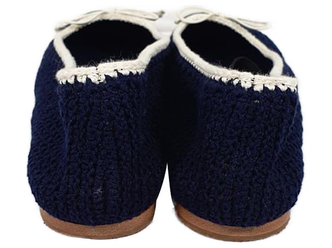 Bailarinas Miu Miu de punta cap de crochet, algodón azul marino - vista 4