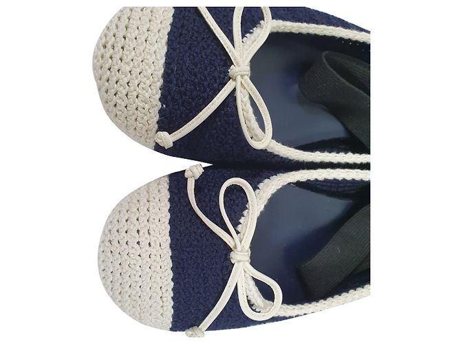 Bailarinas Miu Miu de punta cap de crochet, algodón azul marino - vista 7